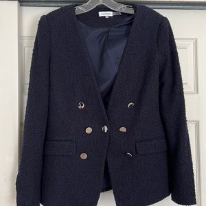 Calvin Klein Blue Navy Tweed Blazar with silk Lining Size 14